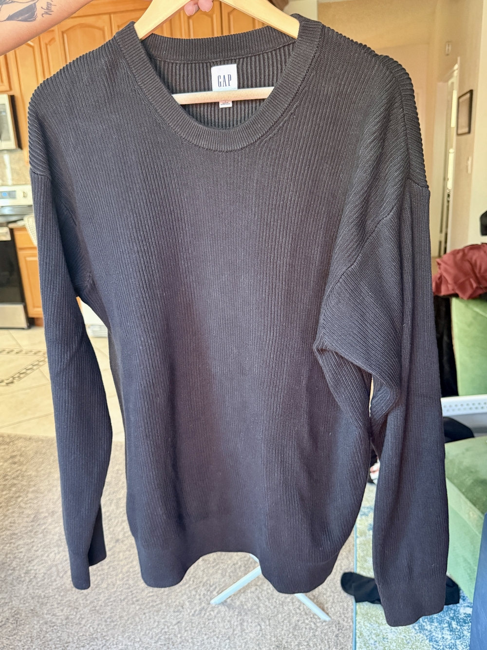 GAP Black Ribbed Crewneck Sweater